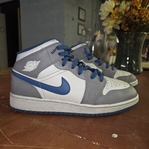 Nike Air Jordan Mid White and Blue Sneakers